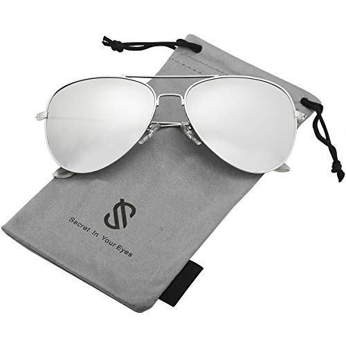 SOJOS Classic Aviator Polarized Sunglasses for Men Women Vintage Retro Style,Silver/Silver,62mm2