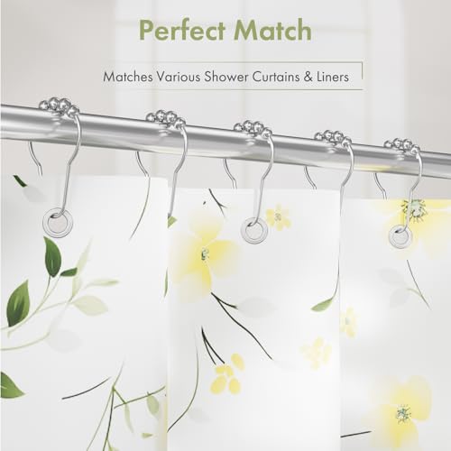 Image of Amazer Shower Curtain Hooks, Decorative Shower Curtain Hooks Rust Proof Stainless Steel Shower Curtain Hooks, Shower Hooks for Shower Curtain Bathroom 12PCS, Polished Chrome