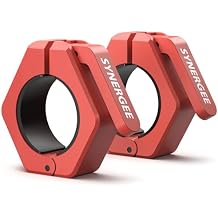 Synergee Magnetic Barbell Collars 2" Olympic Plastic Locking Weight Clamps with Quick-Release Lever Secure Barbell Clips with Built-in Rack Magnets