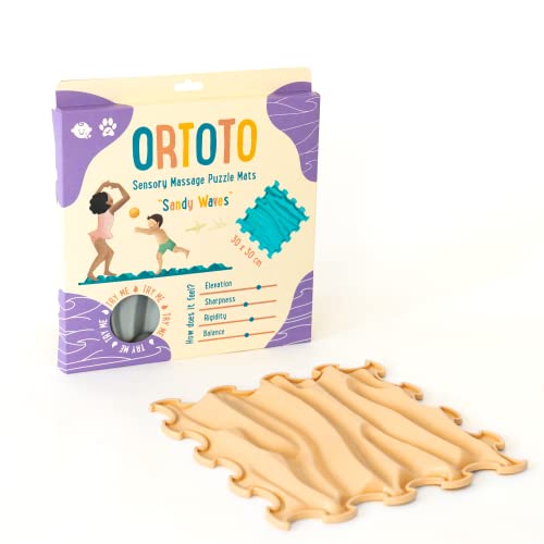 ORTOTO Einzelne sensorische Massagematte, Puzzlematte, orthopädisch, manuelle Massagematte (Sandy Waves, Karamellmilch)