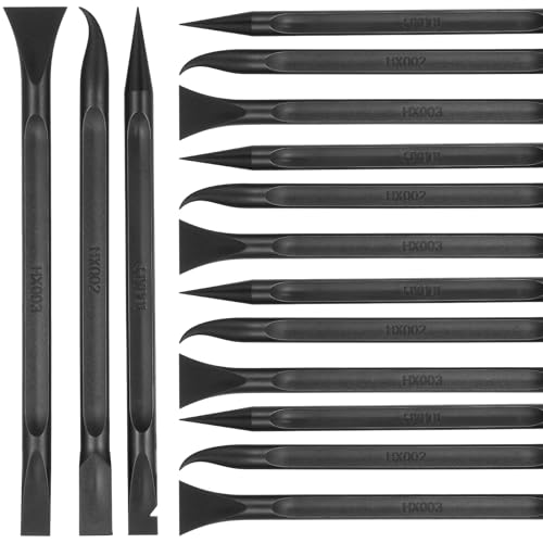 FNANJWQ 15 Pieces Plastic Scraper Tool Non Scratch Crevice Cleaning Sticker Remover Car Detailing Supplies Multi-Purpose Scrapers Tool for Removing Stickers Labels Oil Stains Food Dirt (Black)