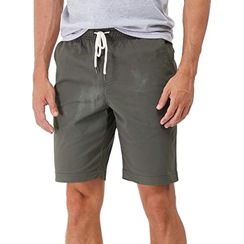 TENMET Men's Cotton Casual Classic Fit Shorts Elastic Waist with Drawstring Active Summer Beach Short - green - X-Large Cover