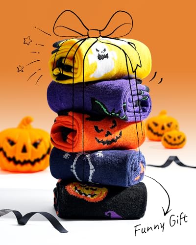 Moyel 5 Pairs Halloween Socks Kids Halloween Gifts for Kids 6-8 Years Halloween Kids Party All Hallows' Eve Party Decorations Boo Basket Fillers for Boys Girls Halloween Costume Accessories - Image 2