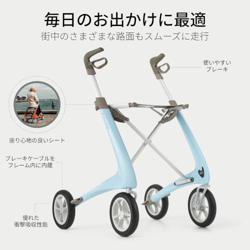 Image of byACRE Carbon Ultralight Rollator Walker - World's Lightest Carbon Rollator - Only 10.6 lbs | Indoor and Outdoor Use | Foldable with seat and Easy to Travel with (Morning Blue, Compact Track)