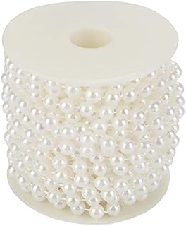 Mutuer Pearl Beads String Chain Garland, 10m/roll Grinding Pearl Wire Beads Garland String DIY Wedding Decoration for Party Home Decoration 8mm (White)