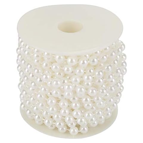 Mutuer Pearl Beads String Chain Garland, 10m/roll Grinding Pearl Wire Beads Garland String DIY Wedding Decoration for Party Home Decoration 8mm (White) Cover