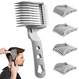 TMJUU 4-in-1 Detachable Fade Comb Set, 4 Sizes Easy Snap-on Barber Comb for Men’s Fade Haircut, Professional Hair Clipper Comb for Fade Haircuts, Barber Quality Home Grooming Kit, Grey