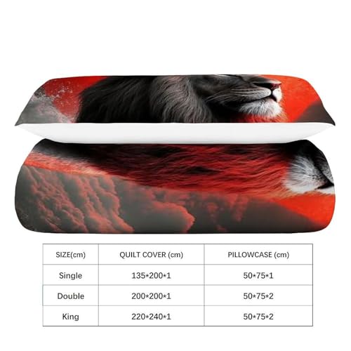 Housse de couette lion couchon de soleil en microfibre 135x200cm pour lit simple