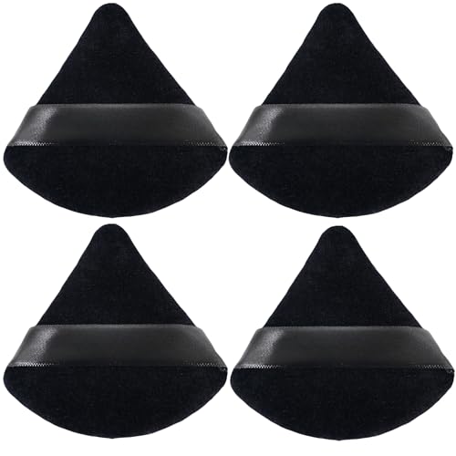 ZHIYE 4pcs Triangle Powder Puffs, Reusable Face Makeup Puff, Multifunctional Facial Makeup Tool Wet, Dry Dual-Use Makeup Sponge for BB CC Cream Liquid Foundation(BLack)