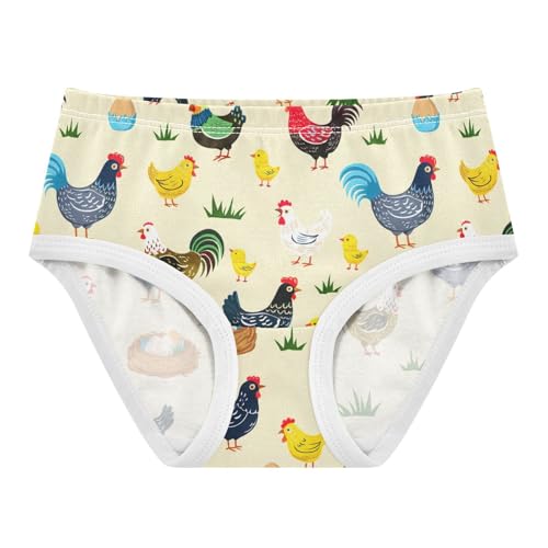 Joisal Cotton Girls Underwear Toddlers Cute Farm Chickens Yellow Panties for Girl Fancy Briefs Underpants 2t