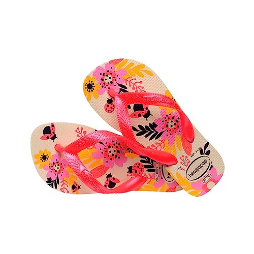 Chinelo Bege Palha Kids Flores Havaianas n° 23/24