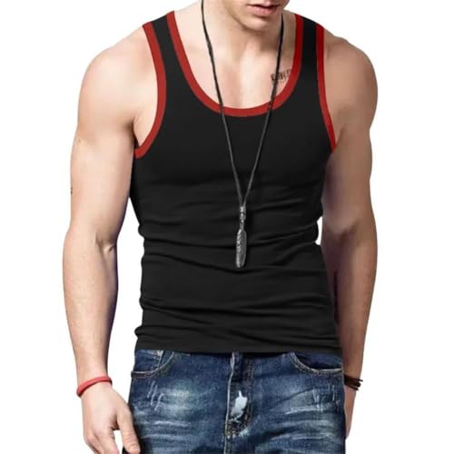 Camiseta sin mangas para hombre de cuello redondo informal y transpirable para gimnasio en color liso 5