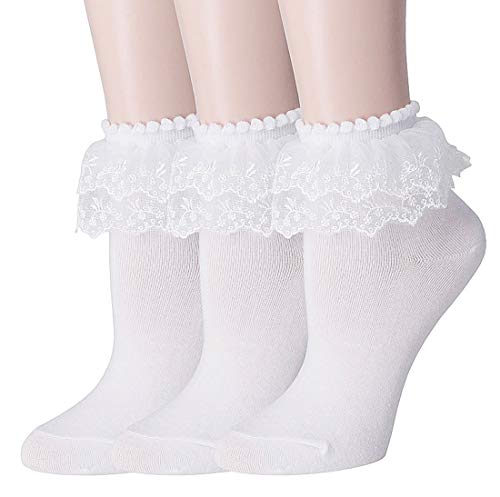 SRYL Women Ankle Socks Lace Ruffle …