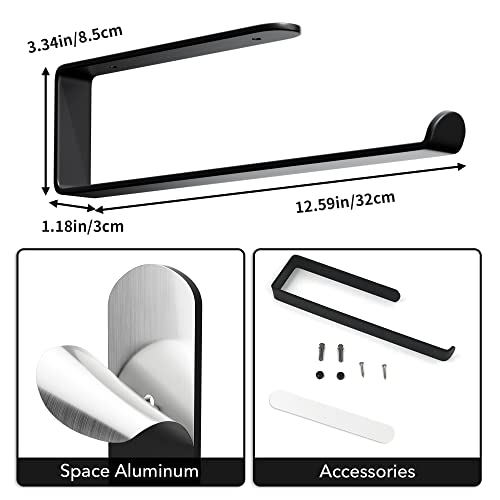 Paper Towel Holder - Self-Adhesive Or Drilling, Wall-Mounted Paper Towel Rack Matte Black, Kitchen Towel Rack Under Cabinet, Suitable For Pantry, Kitchen, Bathroom #TOP3