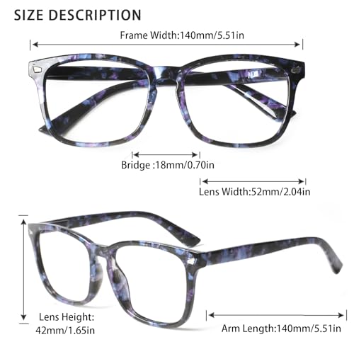 Image of Henotin 5-Pack Blue Light Blocking Reading Glasses Women Men,Spring Hinge Computer Readers,Anti UV Ray Square Nerd Eyeglasses (Mixed Color-D, 0.00)
