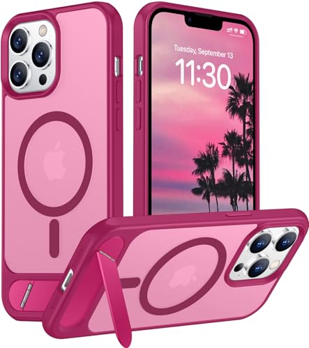 Image of Magnetic Compatible with iPhone 13 Pro Max Case, [Built-in Invisible Kickstand][Compatible with MagSafe] [Military Grade Shockproof] Slim Translucent Matte Phone Case for iPhone 13 Pro Max 6.7 inch