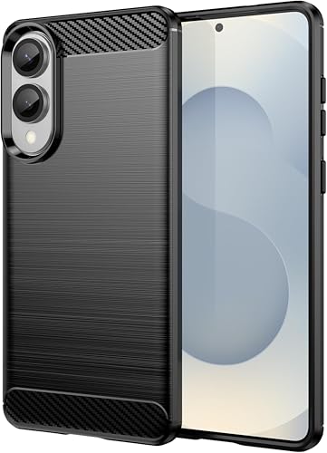 Image of Soft Carbon Fiber TPU Slim Military Grade Drop Protection Case Cover Compatible with Samsung Galaxy S25 Edge 5G (2025) (Carbon Black)