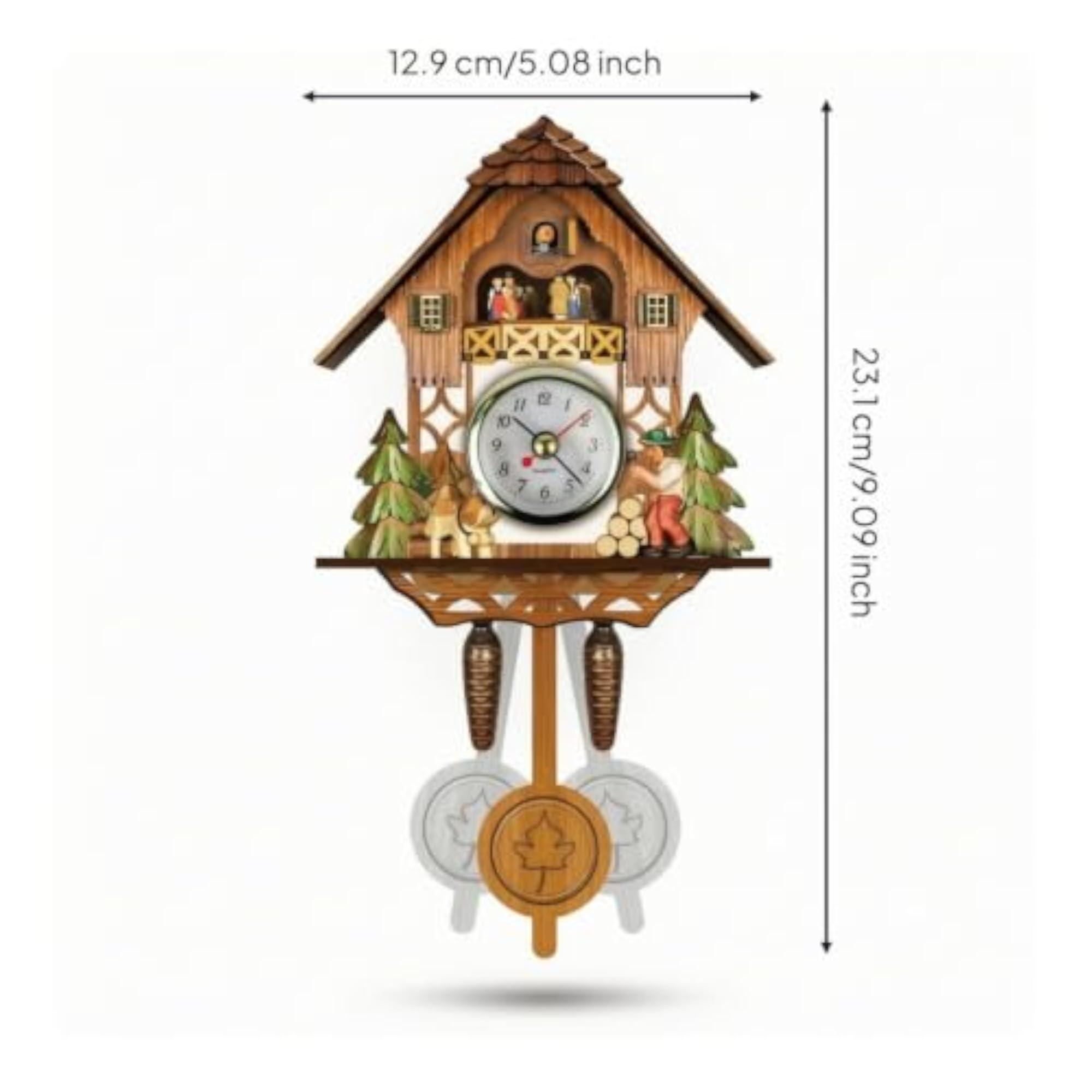 Wooden Cuckoo Clock with Pendulum, Rustic Vintage Design