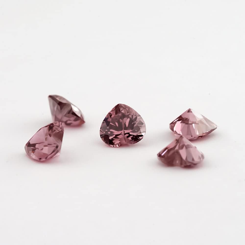 XIANGMO 25pcs 8x8mm Heart Cut Loose CZ Synthetic Gemstone 5A Rhodolite Color Cubic Zirconia Stone for Ring Earring Bracelet Necklace Pendants Jewelry Making