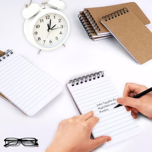 Maxmoc Spirale Notizblöcke,8 Stück Mini Notizblöcke A7,Bunt Notizblöckes Klein,Notizblöckes Liniert mit Spiralbindung für Memos Büro Schule Zuhause (Kraftpapier)