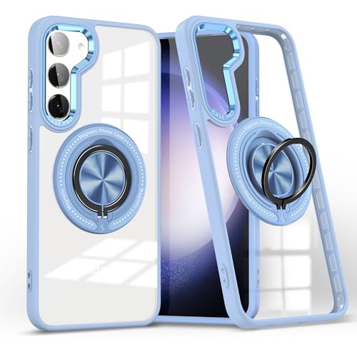 Coque Samsung S23 transparente antichoc rose avec support magnétique
