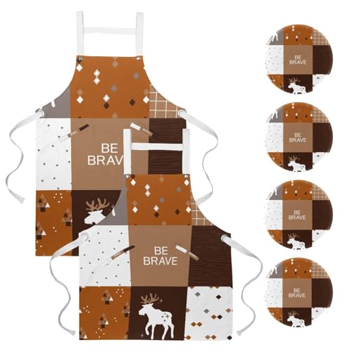 Tablier de cuisine avec 4 broches amovibles motif scandinave