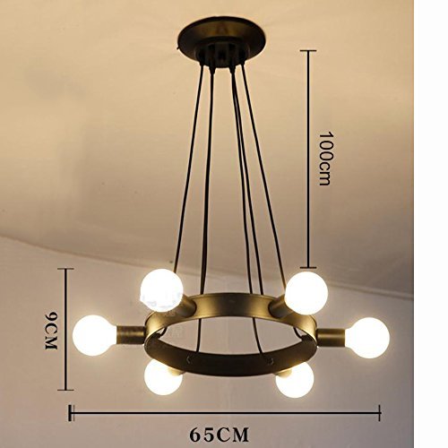 Lustre en chanvre rétro E27 de 65cm style industriel en fer noir