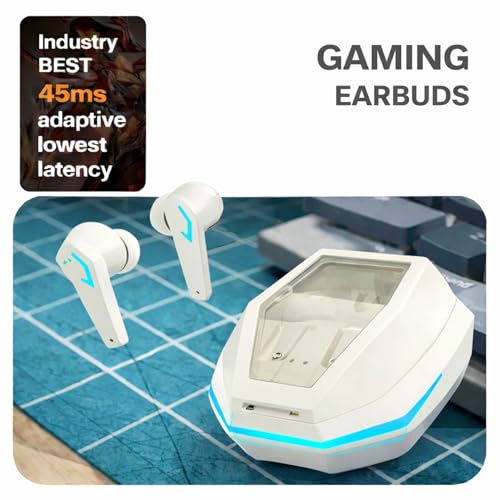 Image of iFAST GM05 True Wireless Stereo Gaming Earbuds, Quad Mic ENC for Clear Calls, Bluetooth 6.0, Low Latency Gaming, RGB LED, Type-C Fast Charge, 5H /40H Playtime, IPX5 | White