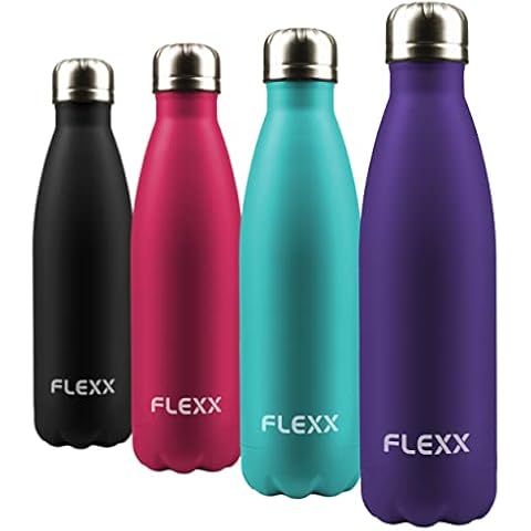 FLEXX Stainless Steel Water Bottle, Leak Proof and Fully Insulated Metal Water Bottle Flask for Hot or Cold drinks, Perfect for Use In The Gym, Office or Travel (500 ML, Purple) Cover