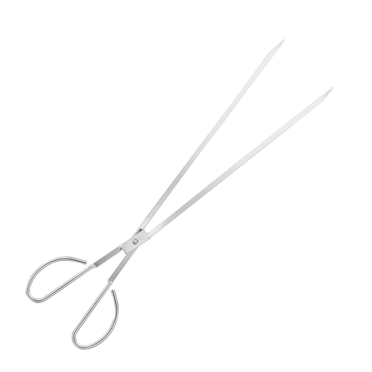 Pinza per Barbecue in Acciaio Inox, Lunga, per Carbone e Stufa | Argento, Uso Domestico e Campeggio, Resistente All'usura, Manico Allungato