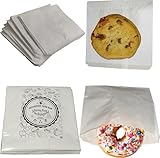 100 Greaseproof Paper Food Bags Small 7 X 7” - Ideal For Lunch Pies, Pastries, Snacks, Sweets Or Cake-Slice - Biodegradable Greaseproof Bags For Coffee Shop, Deli, Bakery Bag - Catering Or Home Use