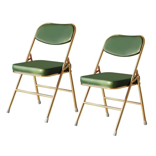 Chaise pliante en métal et cuir noir avec assise rembourrée confort