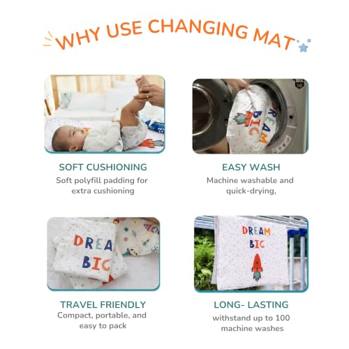 Image of Tidy Sleep Baby Changing Mat - Waterproof, Foldable, Padded Diaper Changing Sheets for Newborns & Infants - Little Star (65 cm x 45 cm)