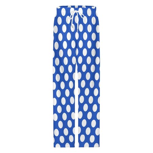 White Polka Dots on A Blue Men's Pajama Pant Lounge Sleep Pant Soft Elastic Waistband Sleep Pajama Bottom4