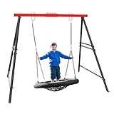 Schaukelständer für Kinder und Erwachsene, robustes Metall, roter A-Rahmen, Hinterhofschaukel für drinnen und draußen (nur Rahmen)