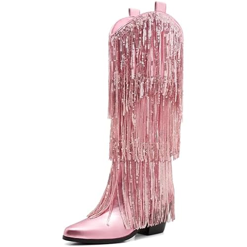 Knee High Cowboy Boots for Women Western Cowgirl Boots with Comfortable Fit