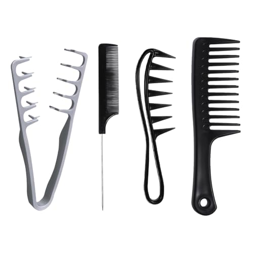 THQAE 4 Pcs pettine quad, pettine volumizzante capelli, Pettine per acconciatura da uomo, con denti larghi, pettine volumizzante, per uomini e donne, accessorio per la cura del parrucchiere