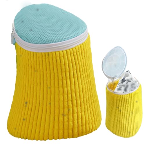 KoovDem Polyester Blend Shoe Washing Machine Bag, 2 Pack Yellow, 17in x 7.5in, Zipper Closure, Tear Resistant, Suitable for Tennis, Sports, Casual & Canvas Shoes
