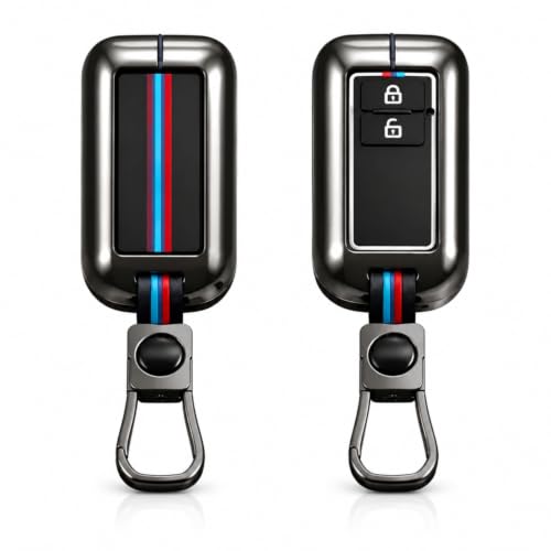 Image of Arika Premium Metal Car Key Cover Compatible with Maruti Suzuki Baleno Swift Dzire Brezza Fronx Grand Vitara XL6 Ertiga Celerio Ignis & Toyota Glanza Hyryder Rumion Smart Key Protector Case Black