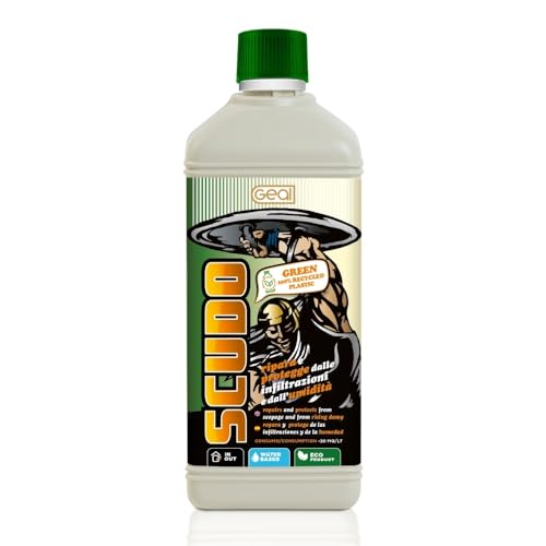 GEAL SCUDO. Idrorepellente Anti Infiltrazioni Base Acqua. Elimina Infiltrazioni per Terrazze, Pavimenti e Rivestimenti. 1 Litro rivestimenti. 1 Litro