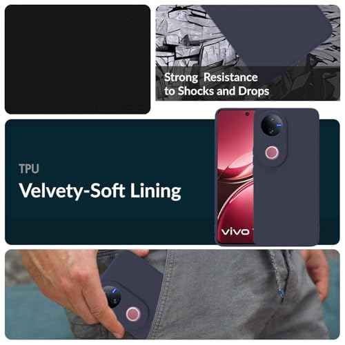 Image of DIZORO Microfiber Candy Back Cover Case for iQOO Z10R 5G / Vivo V50 / V50e 5G / Vivo T4R 5G Soft Silicone Rubberized Case with Camera Protection (TPU, Navy)