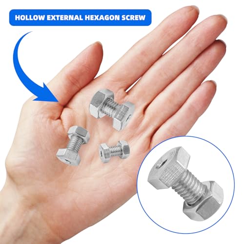 Image of 15pcs Hollow External Hexagon Screw, M6 /M8 /M10 Cylindrical Hollow Bolt, 304 Stainless Steel Lamp Threading Screws Through Hole Bolt with Nut, Screw Length:16mm