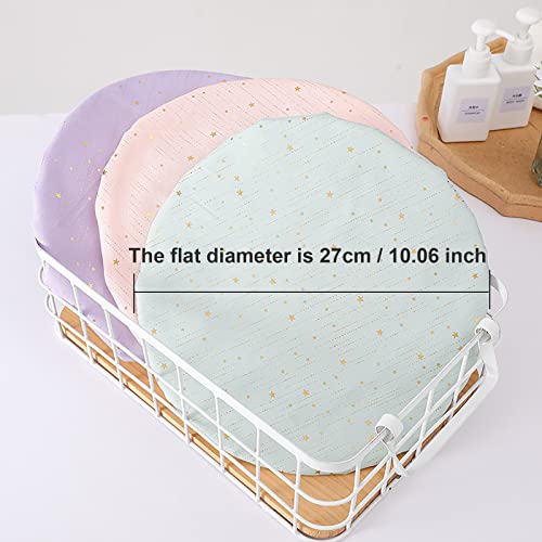 Qeuly 2 Pack Waterproof Shower Cap, Reusable Shower Cap For Women, Elastic Bathing Shower Hat Double Layers Bathing Hair Cap Peva Lined Shower Hair Bath Cap (Pale Green Dots/Star) #TOP5