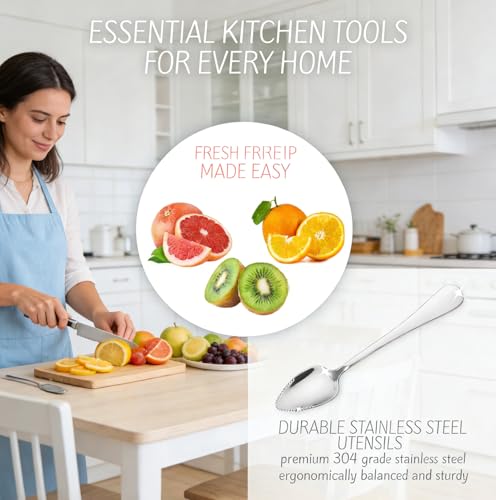 2 Pack Grapefruit Spoons Serrated Edge Stainless Steel, Polished Finish Dishwasher Safe Citrus Fruit Spoons for Grapefruit Orange Kiwi — view 5