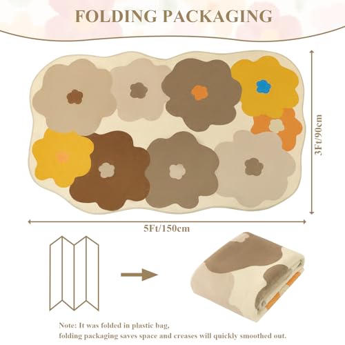 Tapete decorativo beige 3x5 con forma floral irregular miniatura 2