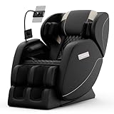 KEIKI Massage Chair Recliner with Zero Gravity, Full Body Shiatsu Massage, Heated Back & Foot Rollers, Bluetooth Music, Air Pressure System, PU Leather Automatic Recliner for Home Office, Black