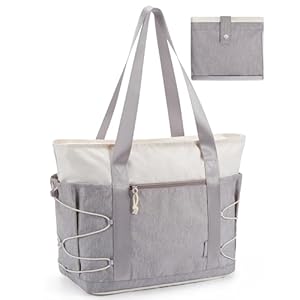 BAGSMART Tote Bag for Women, Foldable Gym Tote Bag With Zipper, Large Tote bags Women Handbag for Travel, Sport