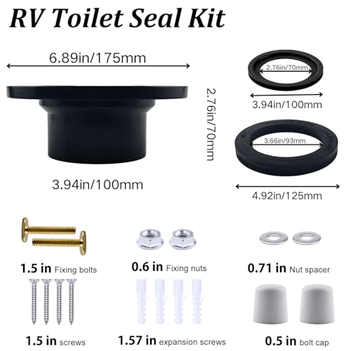 Image of RV Toilet Seal with 3 Inch Socket Floor Flange Kit RV Toilet Replacement for Dometic 310 RV Toilet, Fits 300 /320 RV Toilets Replaces 385345892, 385311658, 385311652 (Toilet Flange Kit)