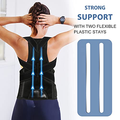Abackh Back Brace Posture Corrector For Women And Men - Adjustable Posture Back Brace For Upper And Lower Back Pain Relief - Improve Back Posture And Lumbar Support L(33"-37") #TOP3