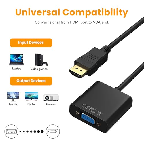 Image of Techie HDMI to VGA Converter with Audio Output | 1080p 60Hz Plug & Play Adapter | Connect HDMI Laptop, PC, TV Box, or Console to VGA Monitor, Projector, or Display - Black